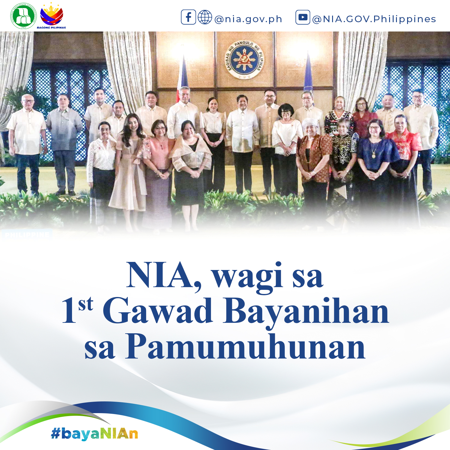 NIA, WAGI SA 1ST GAWAD BAYANIHAN SA PAMUMUHUNAN